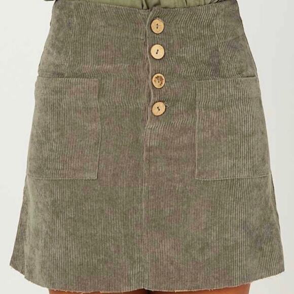 ALTAR’D STATE • Gray Corduroy Raw Hem Mini Skirt - Picture 1 of 7